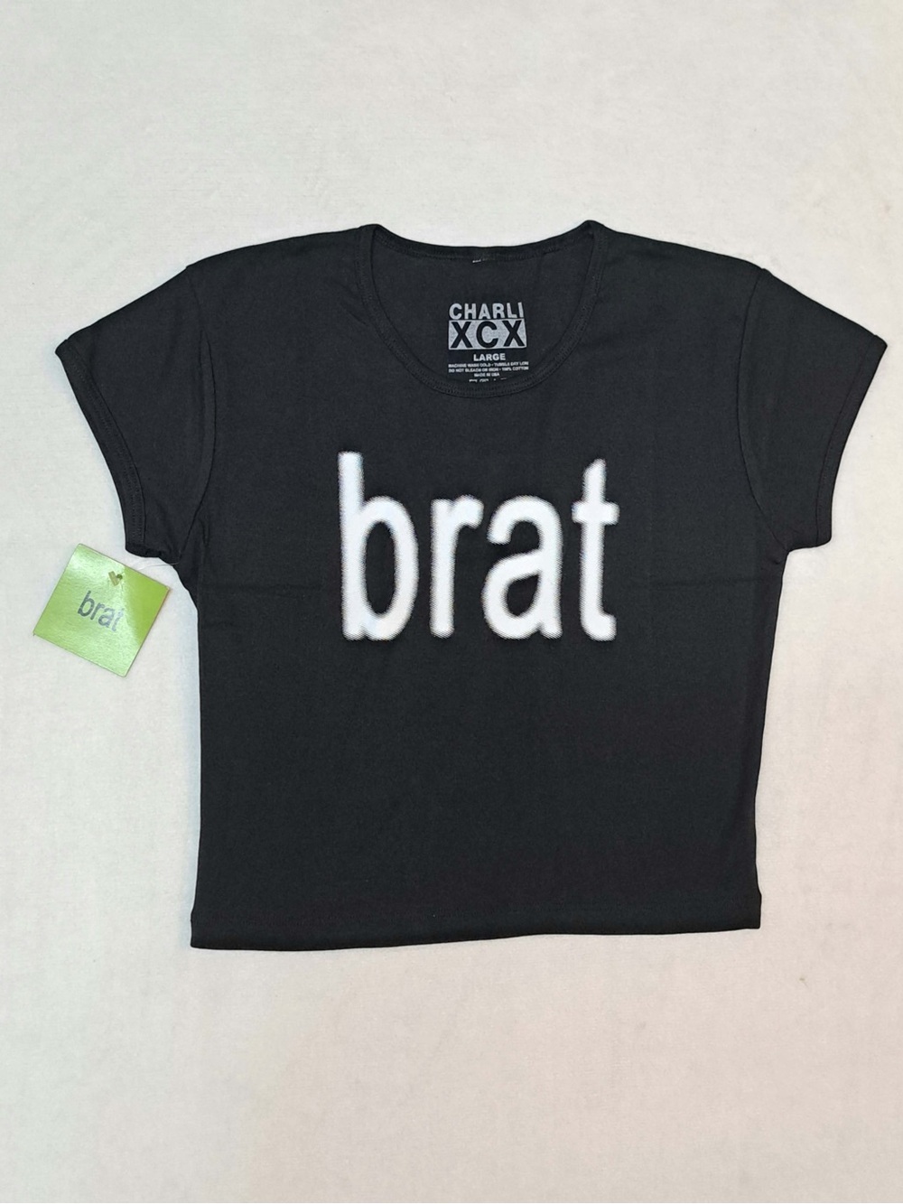 Charli XCX "BRAT" Baby Tee - VERY FITTED - SIZE LARGE